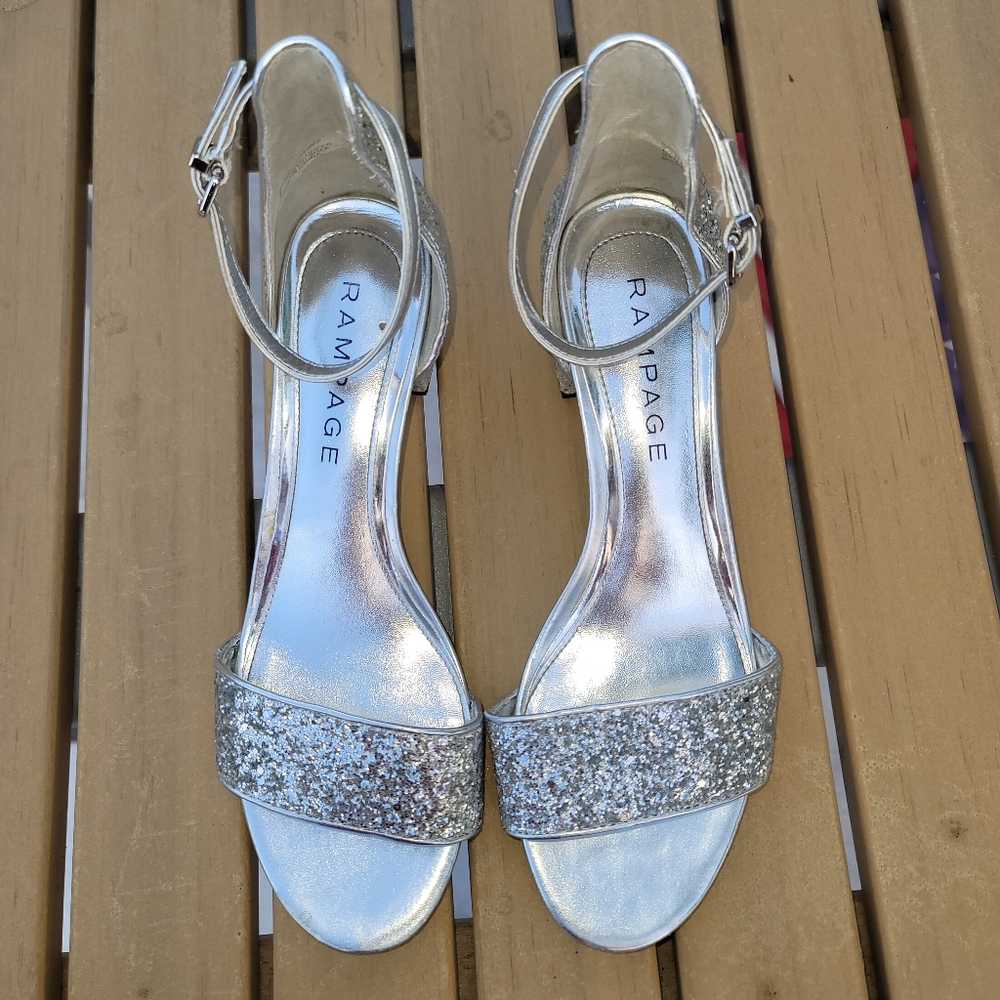 Silver Sparkle Heeled Sandals Size 9
